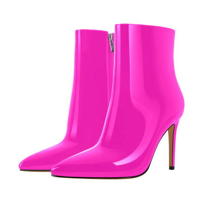 Pointed Toe Stiletto Patent Ankle Boots