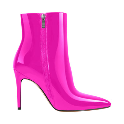 Pointed Toe Stiletto Patent Ankle Boots