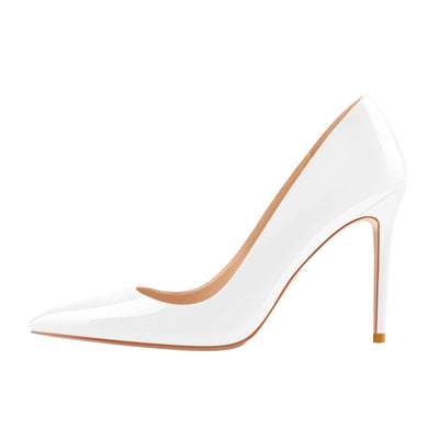 8cm 10cm 12cm Patent White Pointed Toe High Heel Pumps