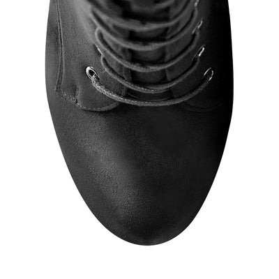 Black Platform Lace-Up Over The Knee High Heel Boot – Onlymaker