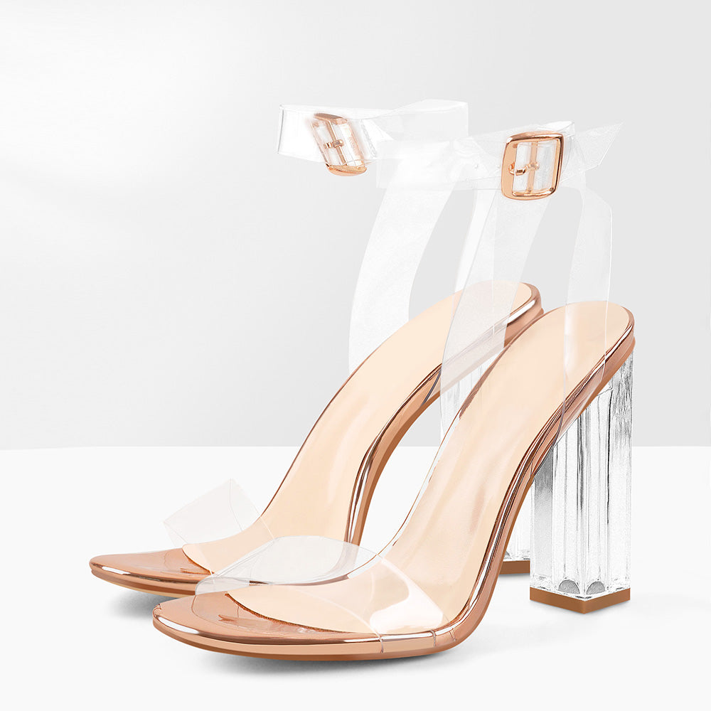 Fashion clear heels rose gold