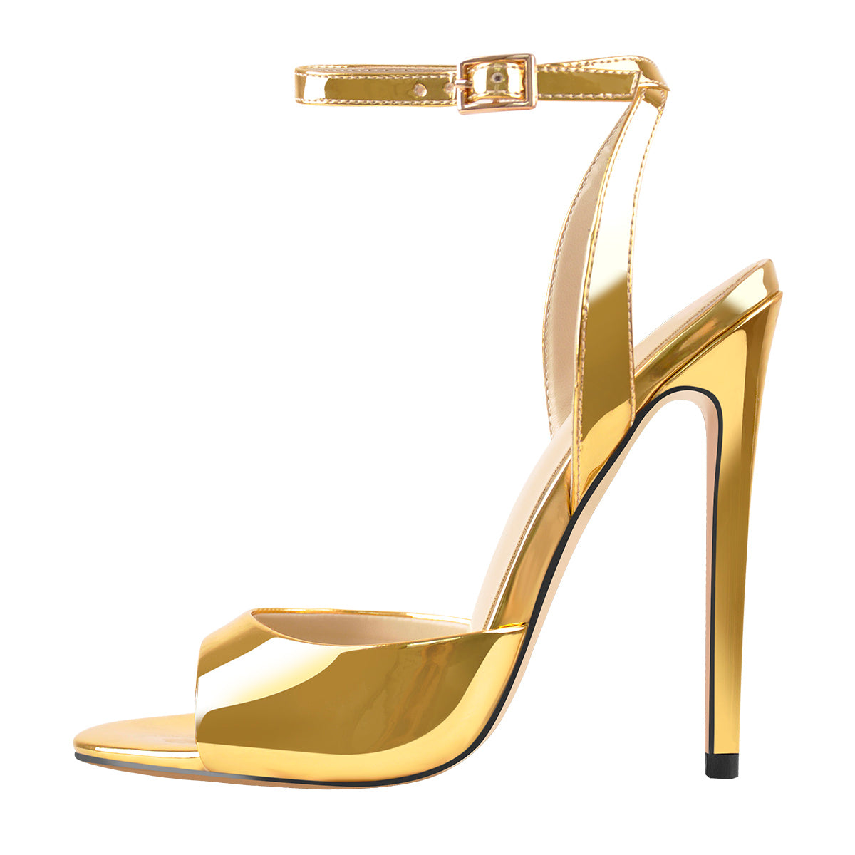 Gold Round Toe Strap High Heel Stilettos Sandals – Onlymaker