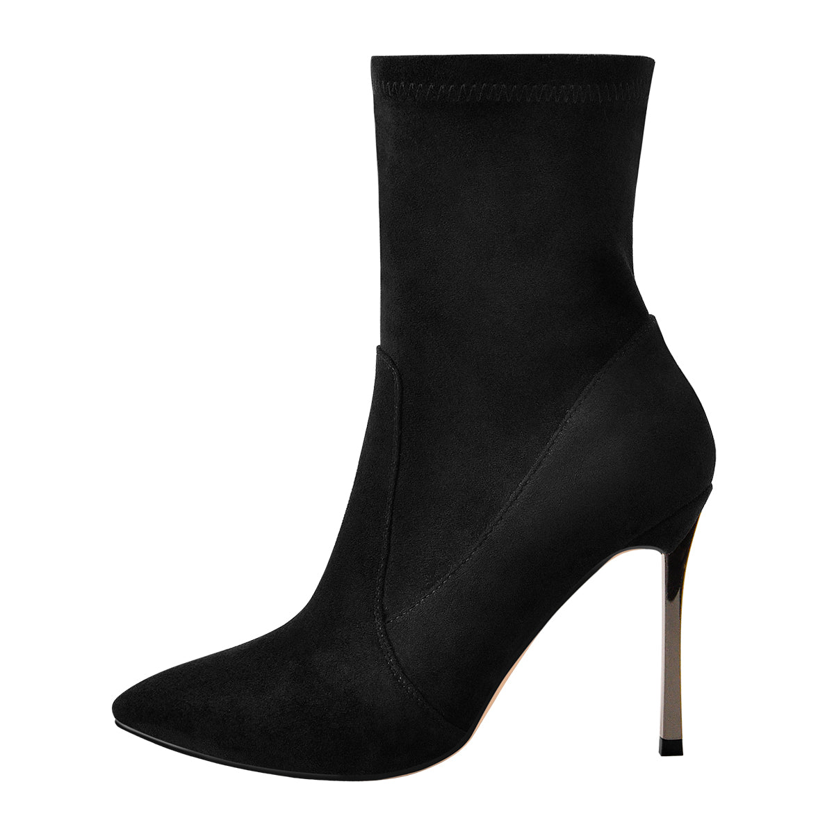 10cm Black Suede Metal Heel Boots – Onlymaker