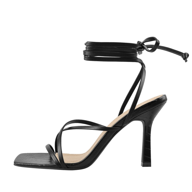 Ankle Strap Square Toe Stiletto Sandals – Onlymaker