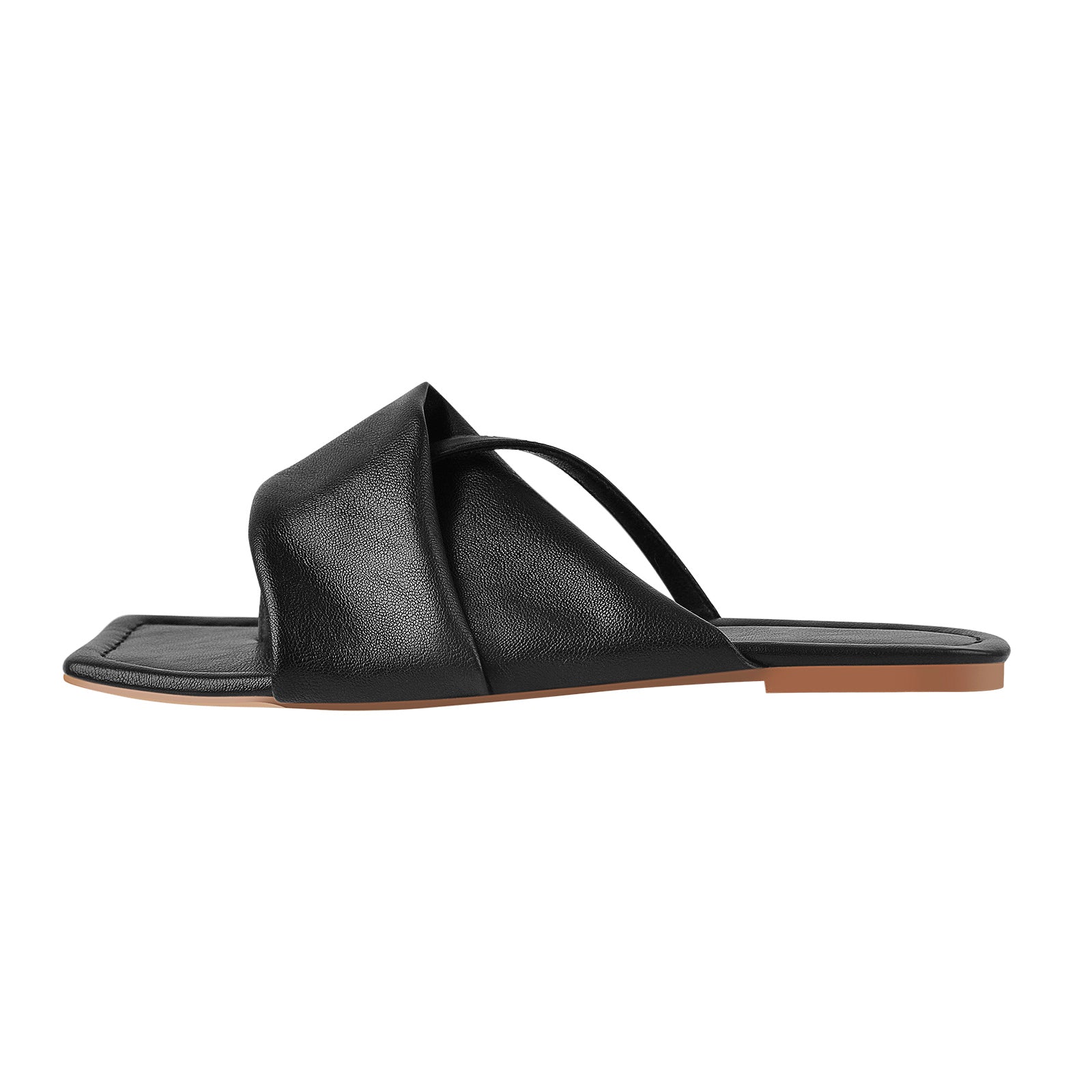 Matte Black Band Flat Sandals Mules – Onlymaker