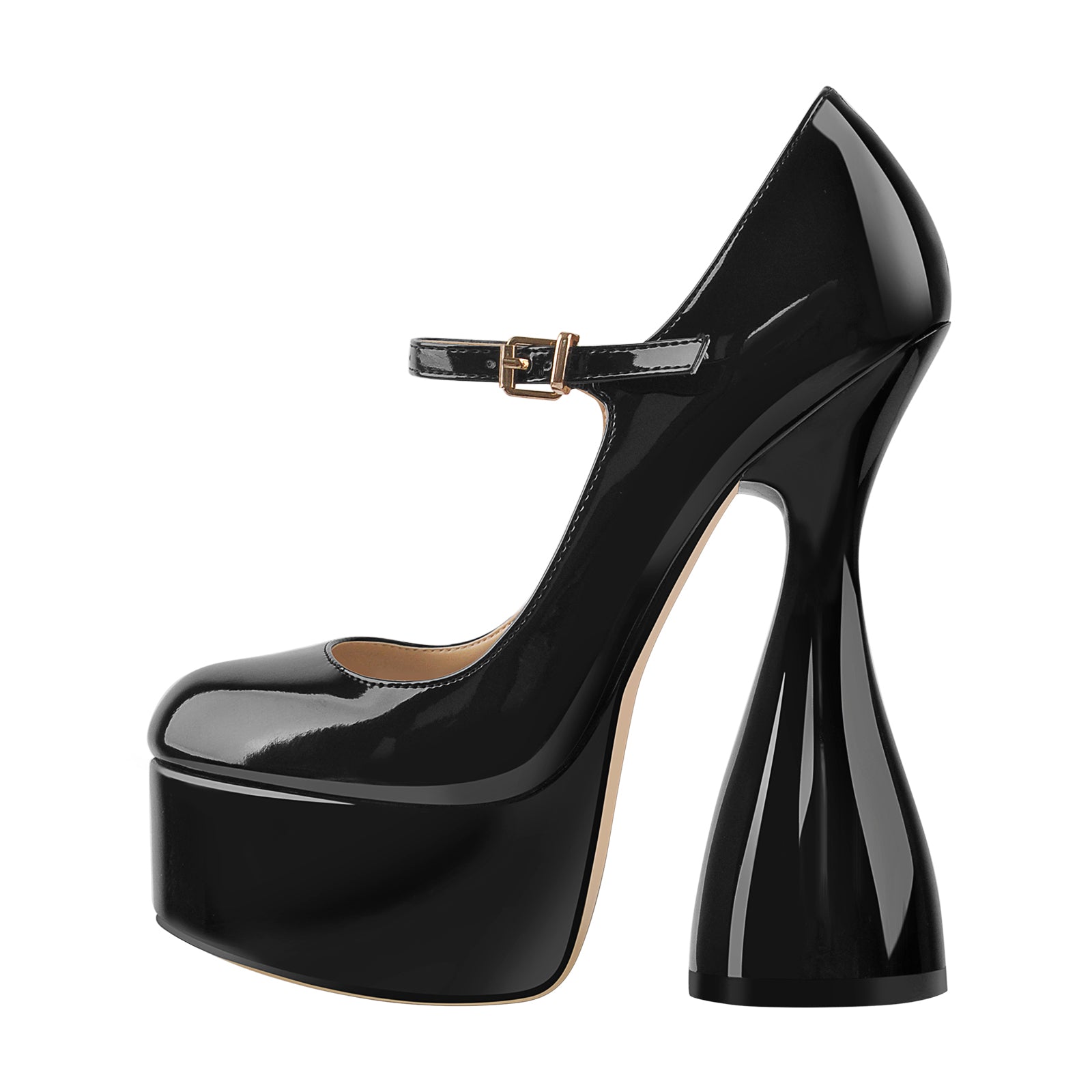 Round Toe Black Platform Disco Pumps – Onlymaker