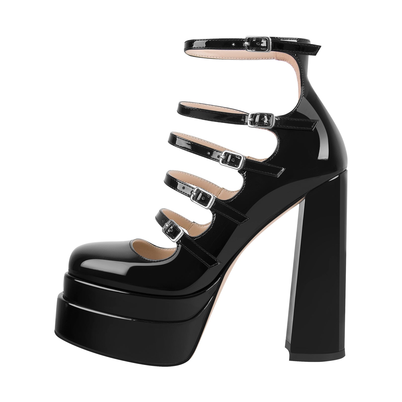 Double Platform Square Toe Chunky Heel Pumps – Onlymaker