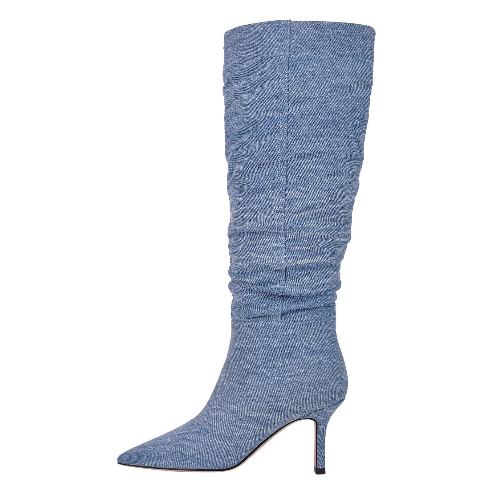 Denim Pointed Toe Stiletto Thigh Boots – Onlymaker