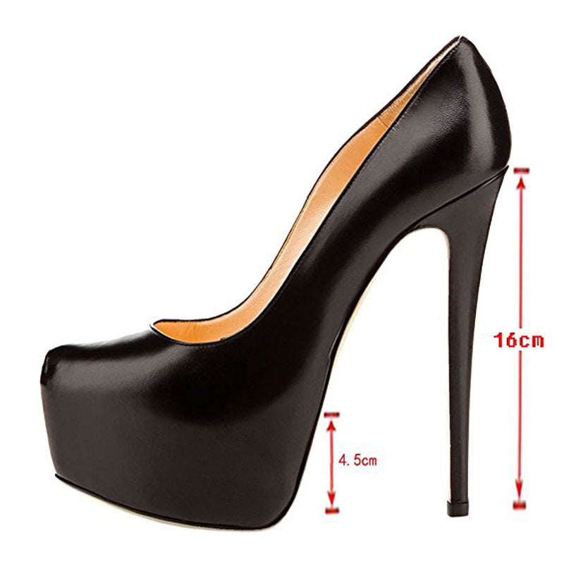Women's Davinci Albano High heel Leather Pump Wth Hidden Platform 167 Black  Round toe.