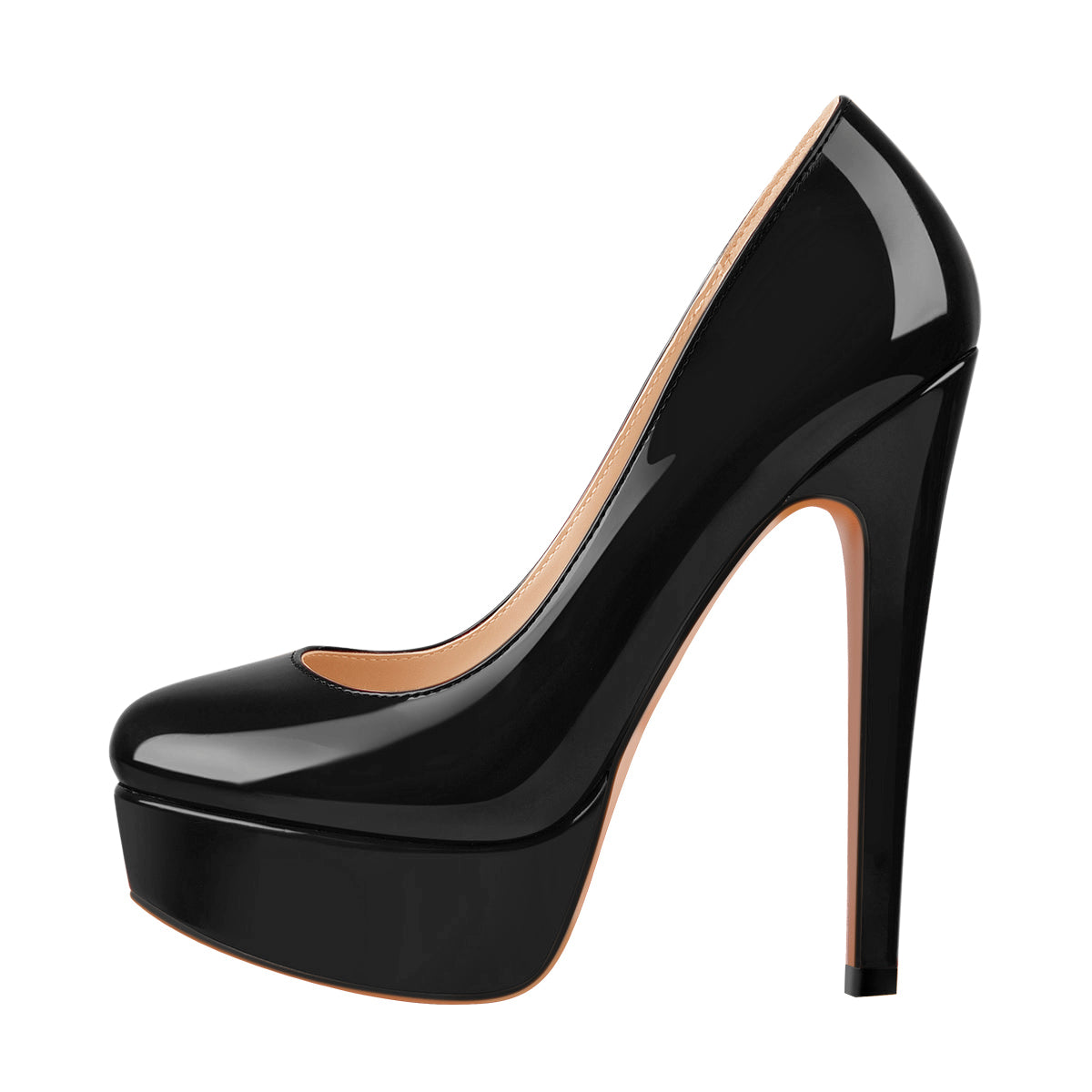 Black Round Toe Stiletto High Heels Slip-on Pumps – Onlymaker