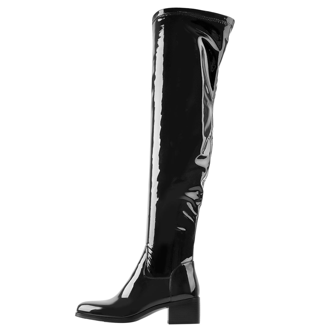 Patent leather over the knee boots best sale