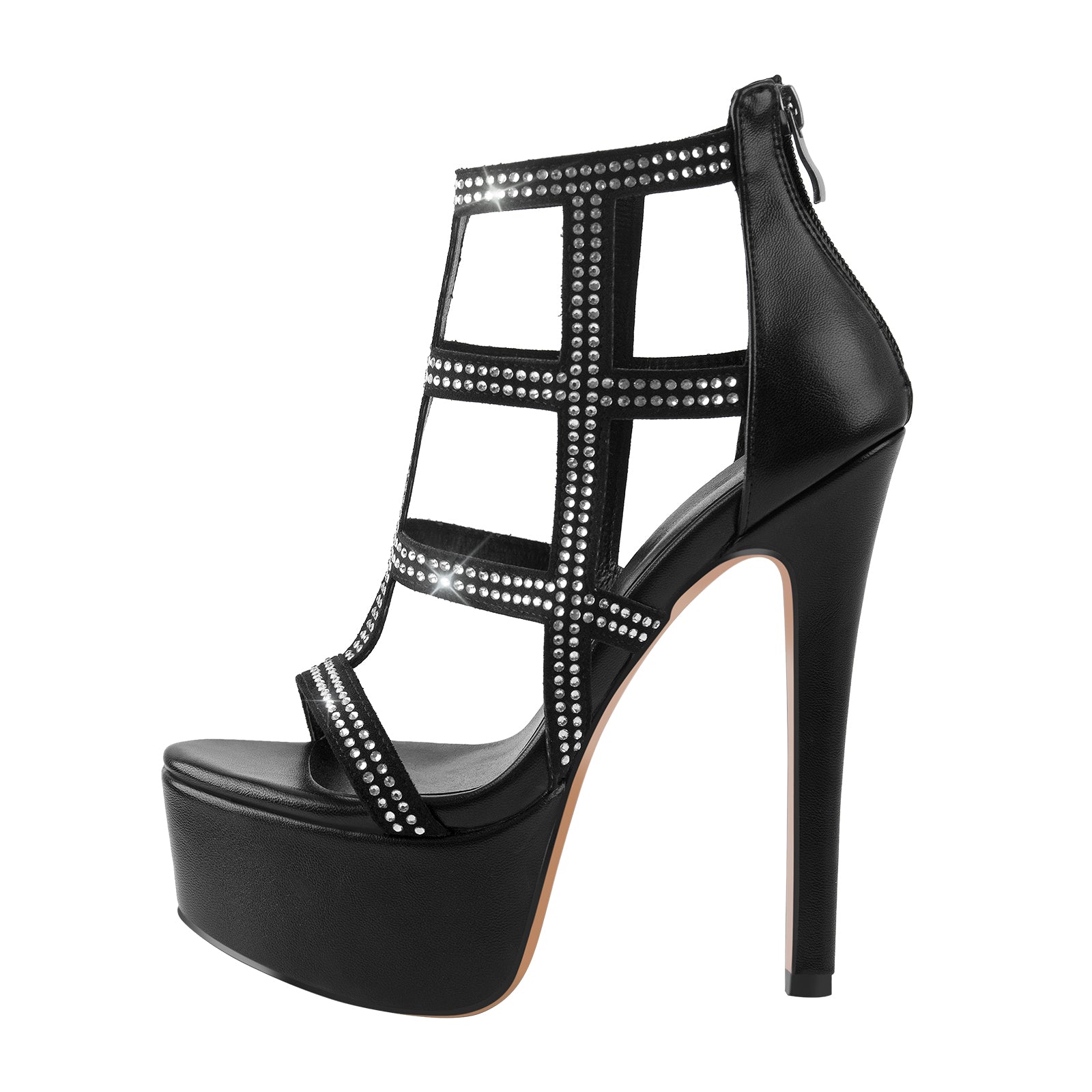 Platform Rhinestone Ankle Strap High Heel Sandals – Onlymaker