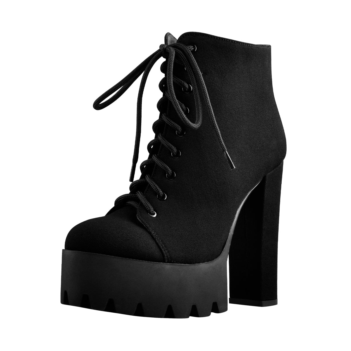 Platform Round Toe Lace Up Chunky High Heels Suede Ankle Boots – Onlymaker